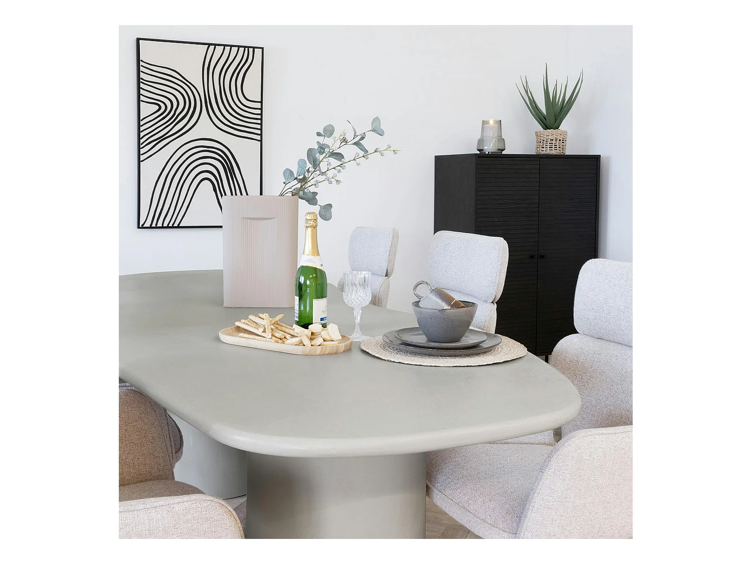 Table à manger moderne grise - organique, 200 cm ALBERTA