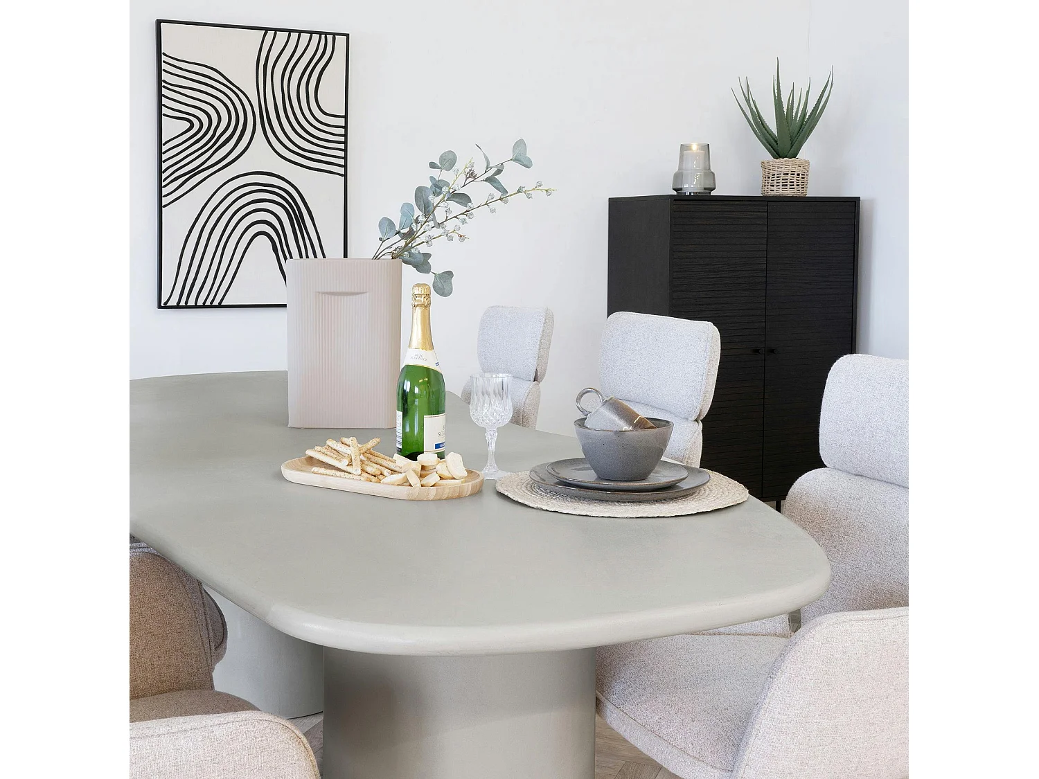 Table à manger moderne grise - organique, 200 cm ALBERTA