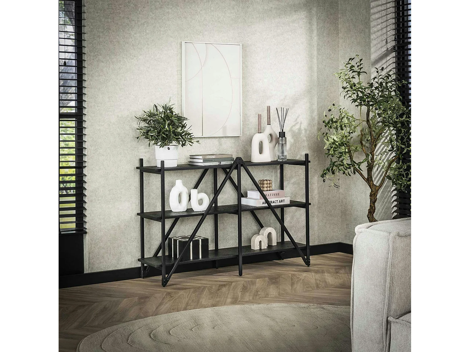 Etagère de salon moderne 3 plateaux RALF