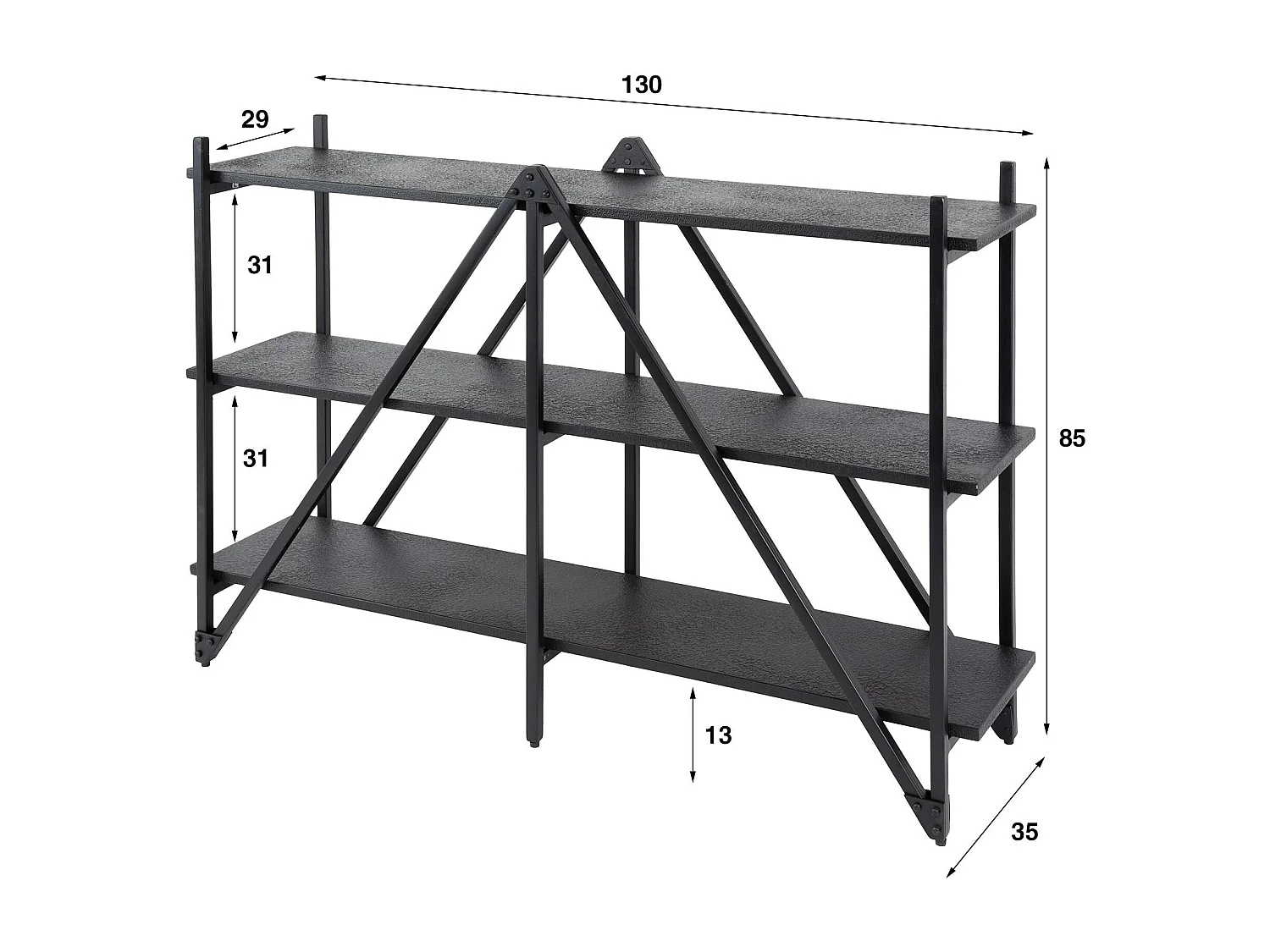 Etagère de salon moderne 3 plateaux RALF