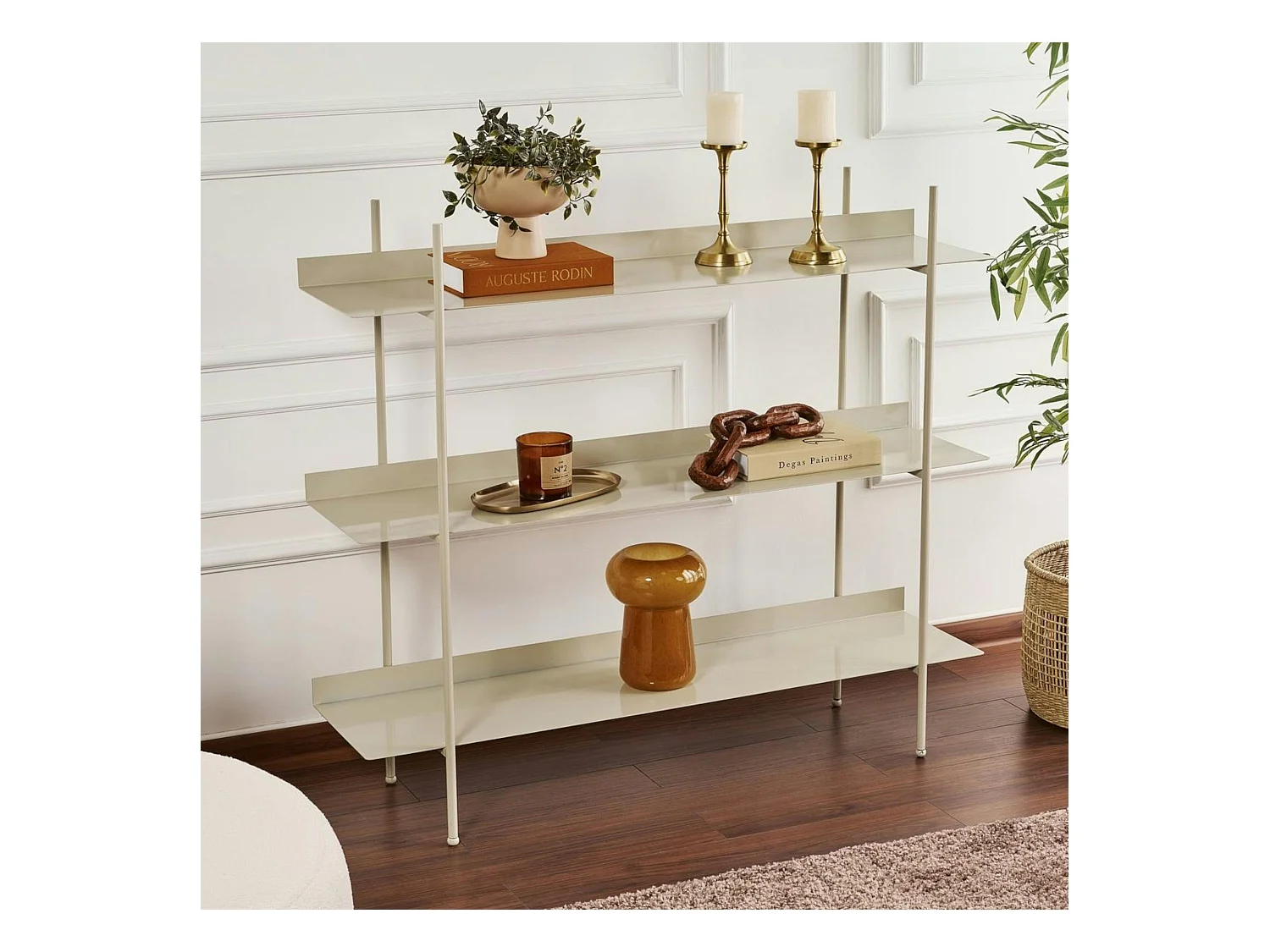 Étagère métal taupe 3 niveaux H 106 cm – esprit loft SFAX