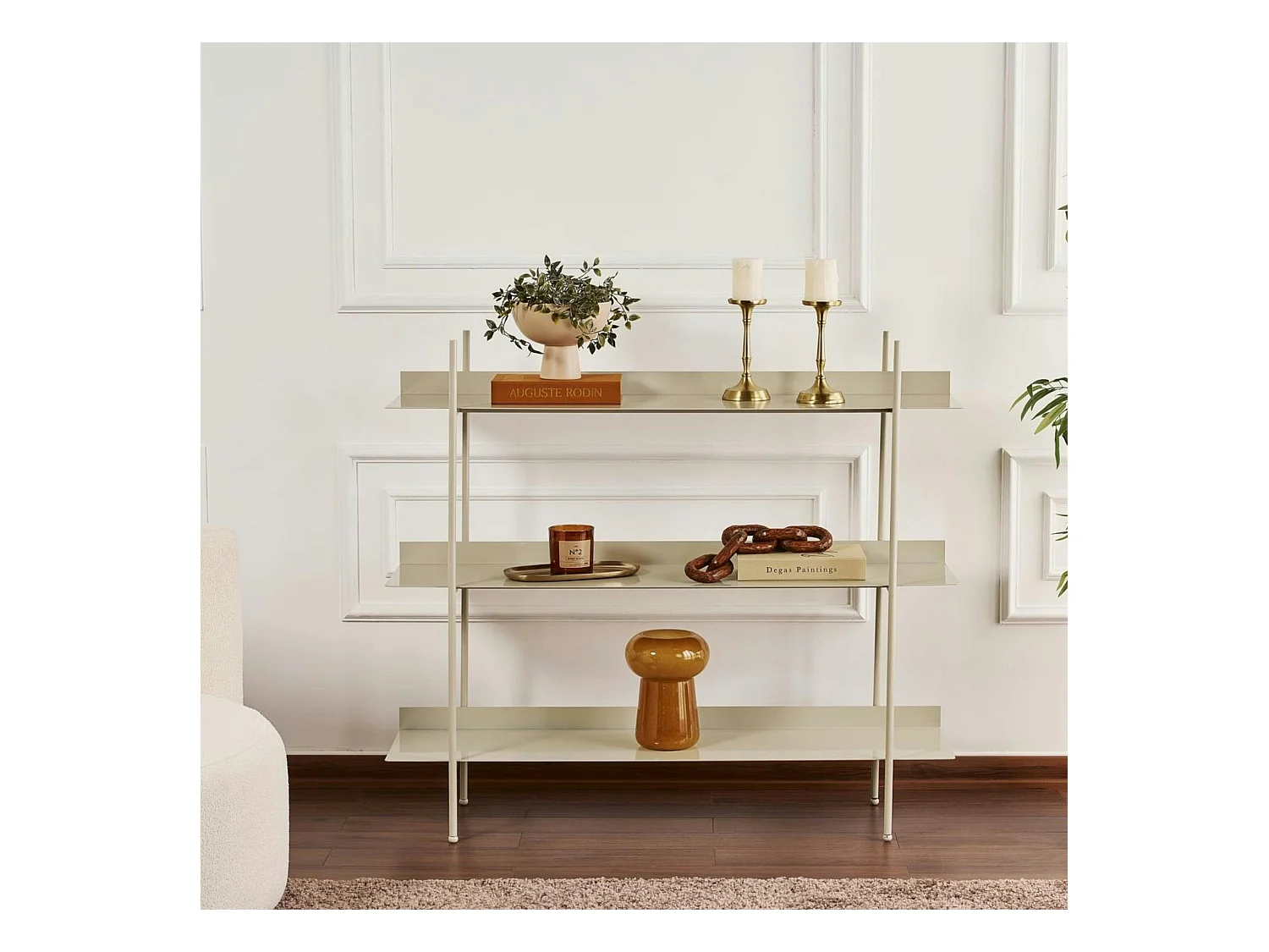 Étagère métal taupe 3 niveaux H 106 cm – esprit loft SFAX