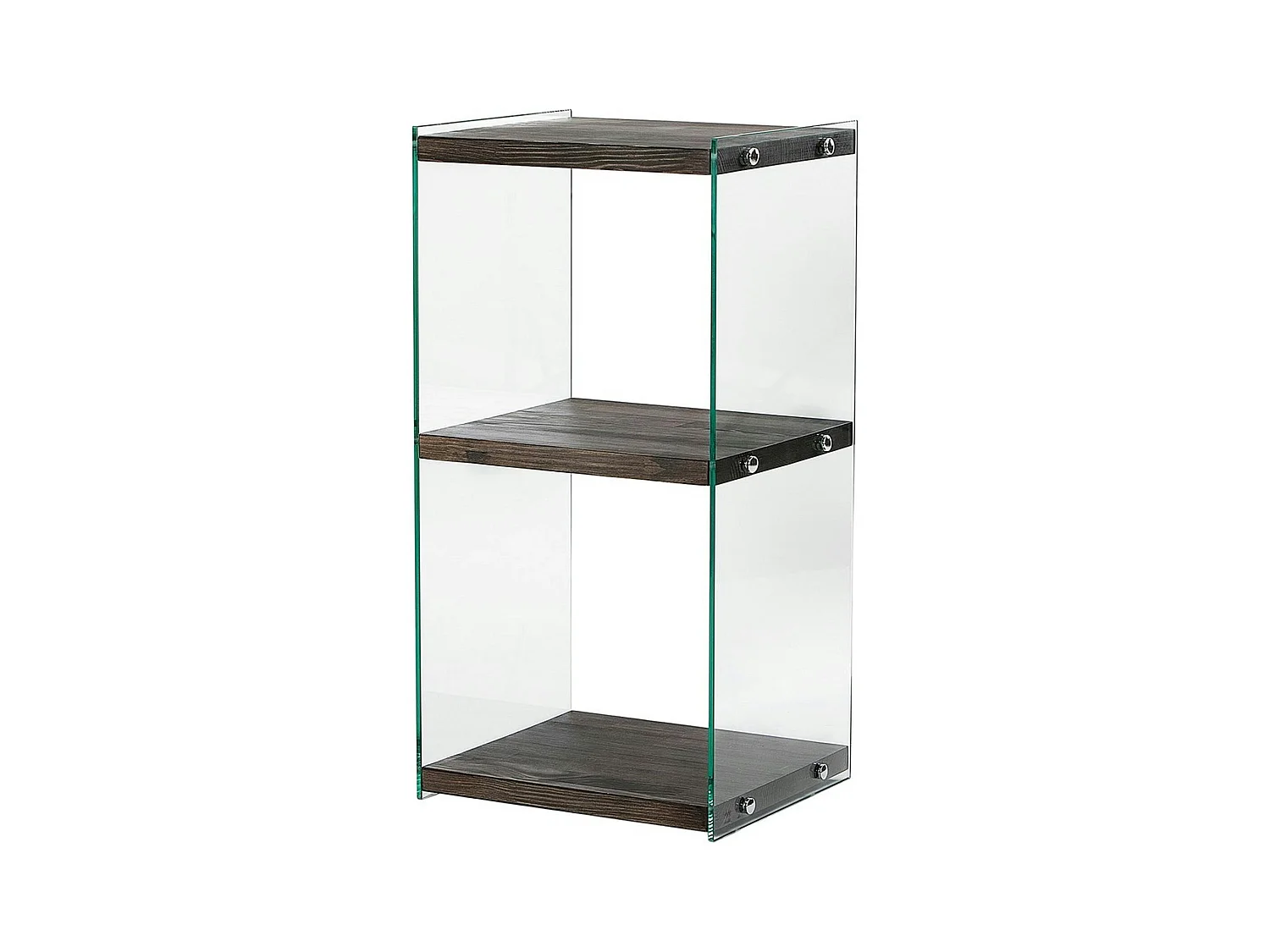Colonne vitrine design - bois gris foncé, 3 plateaux LHASA