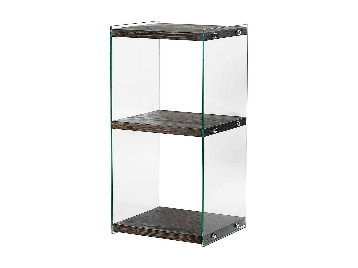 Colonne vitrine design - bois gris foncé, 3 plateaux LHASA