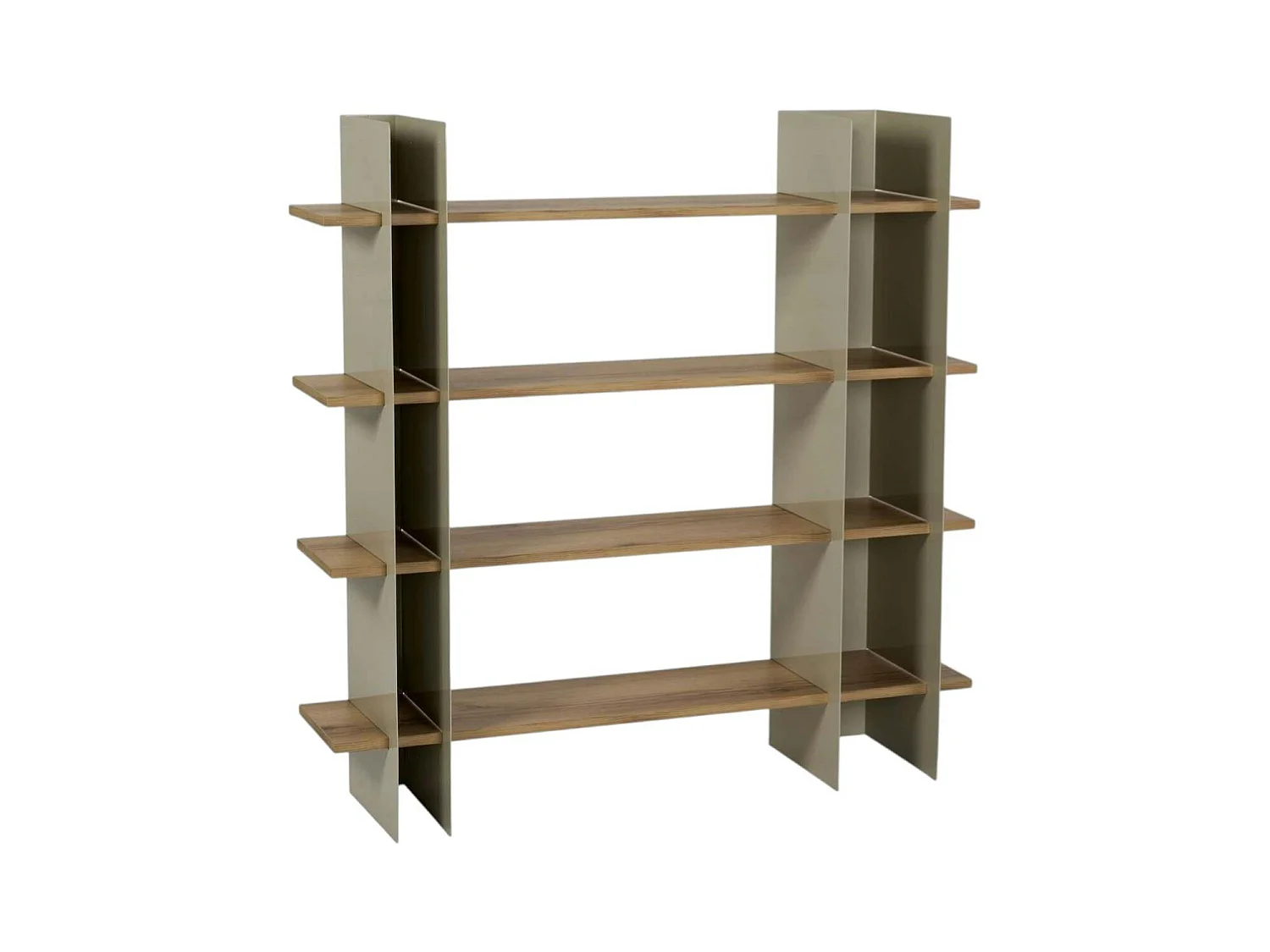 Bibliothèque étagère moderne 4 plateaux - niches taupes JENA