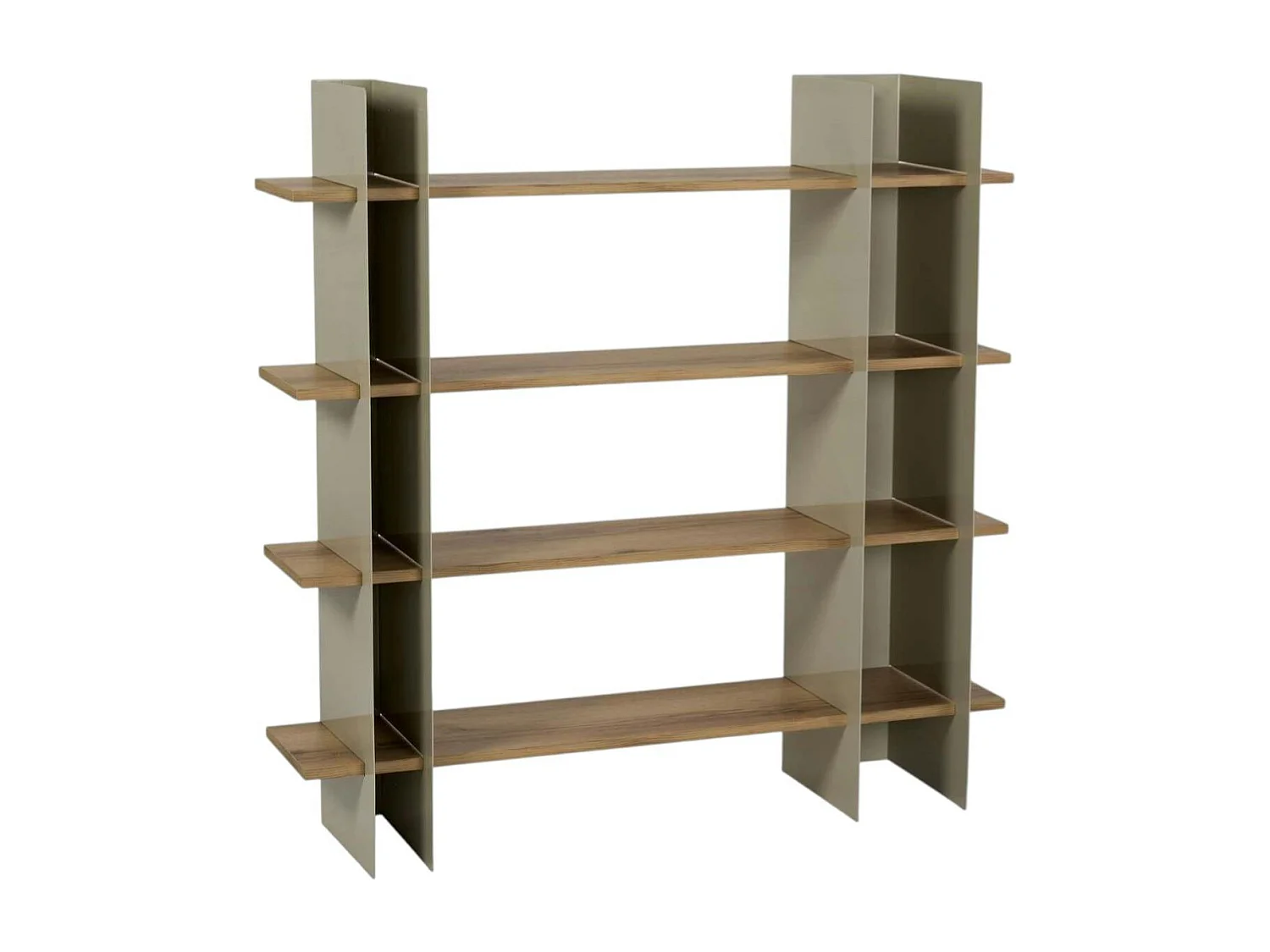 Bibliothèque étagère moderne 4 plateaux - niches taupes JENA