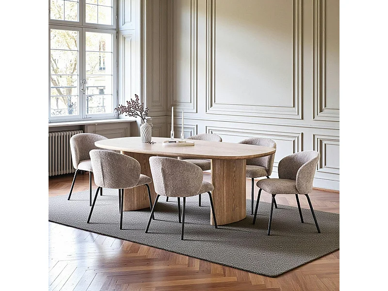 Table moderne en bois clair - pieds design, 210 cm MATERA