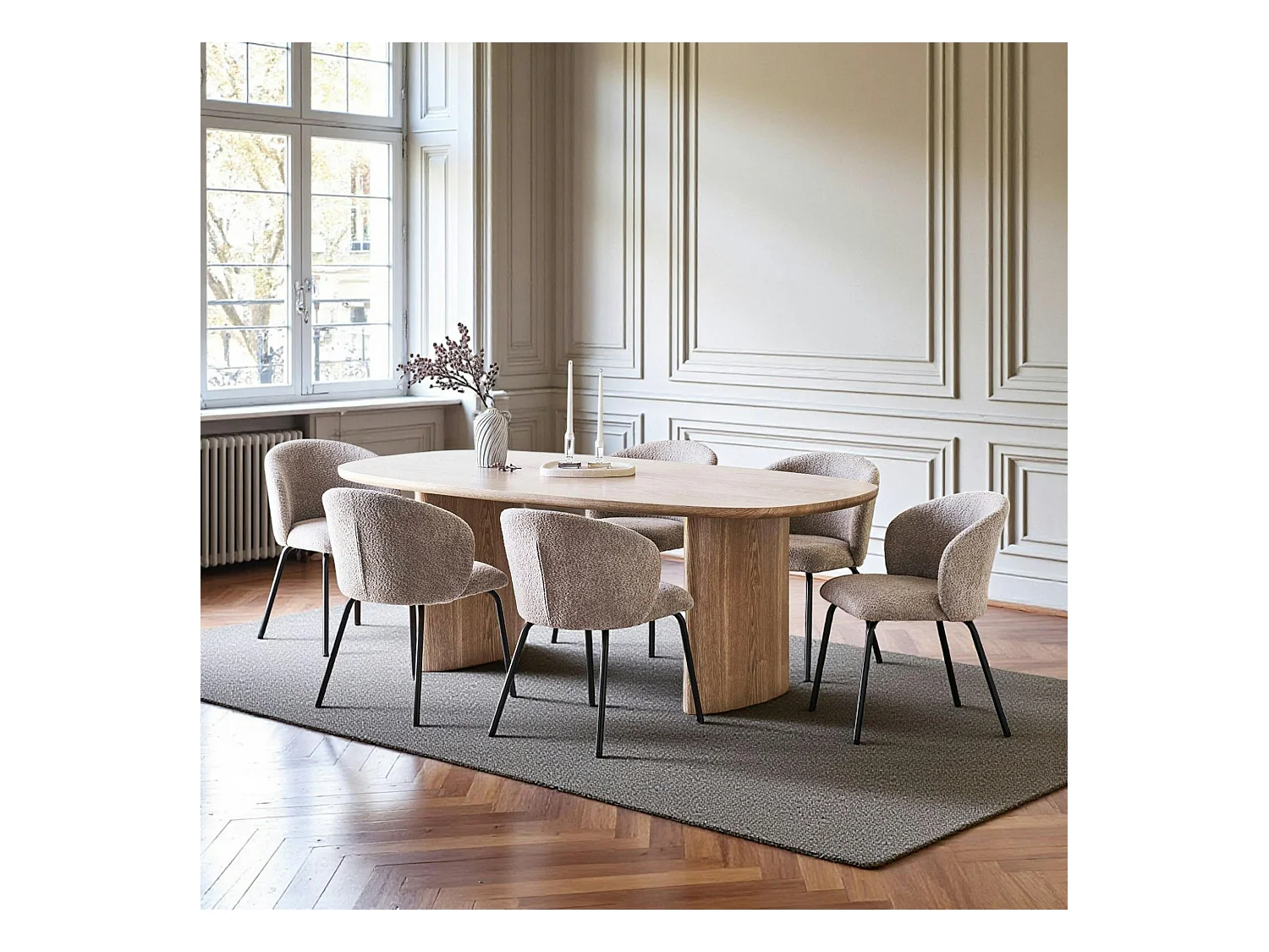 Table moderne en bois clair - pieds design, 210 cm MATERA