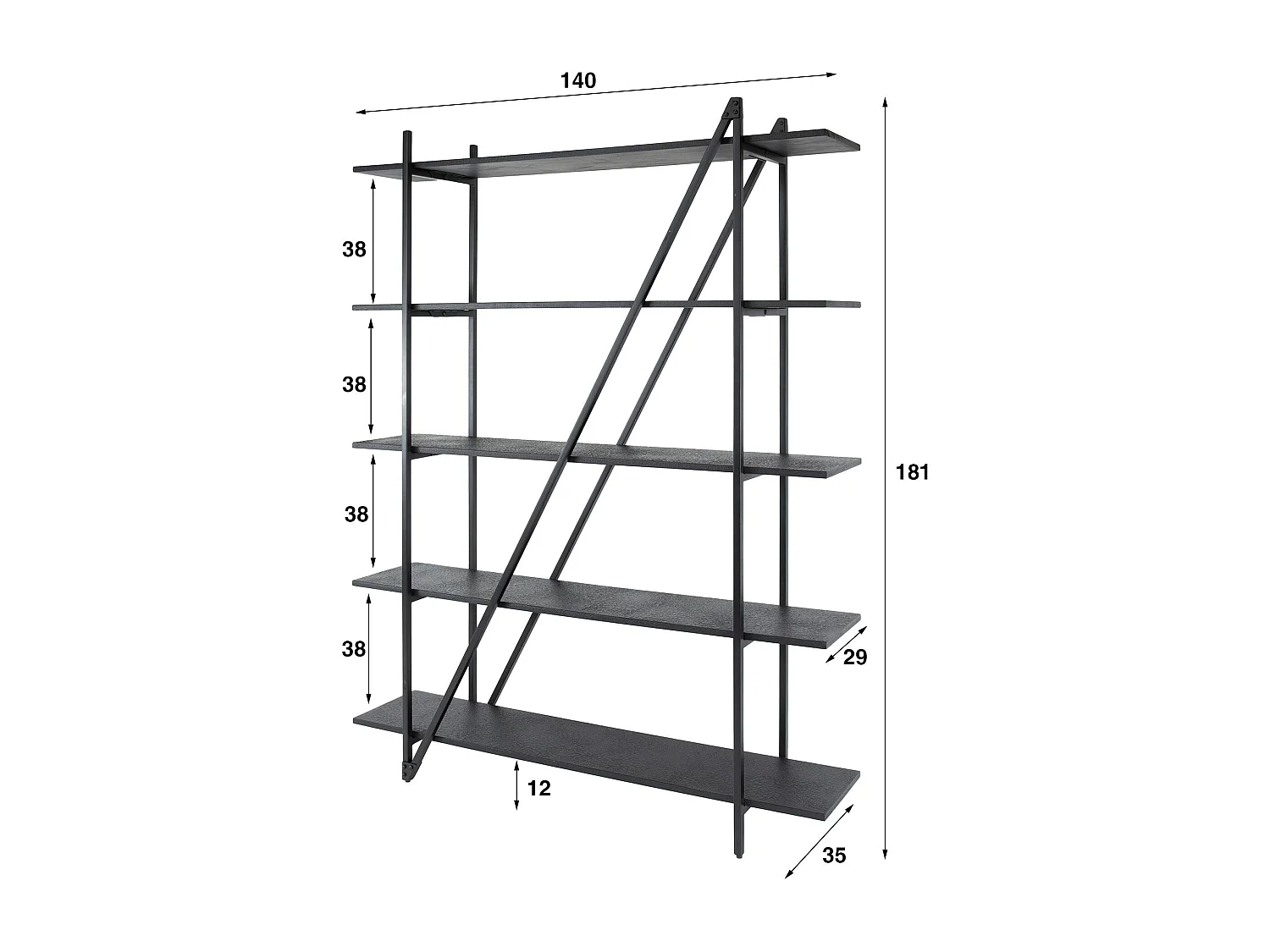 Etagère de salon moderne 5 plateaux RALF