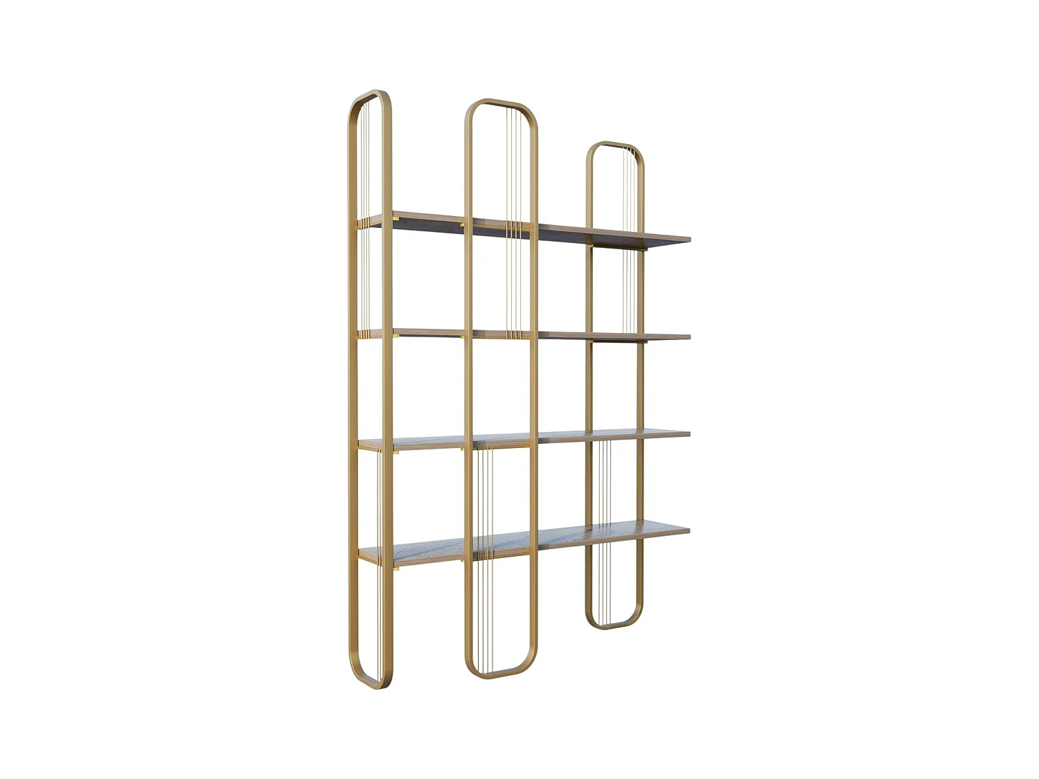 Bibliothèque étagère moderne 4 plateaux - finition dorée JENA