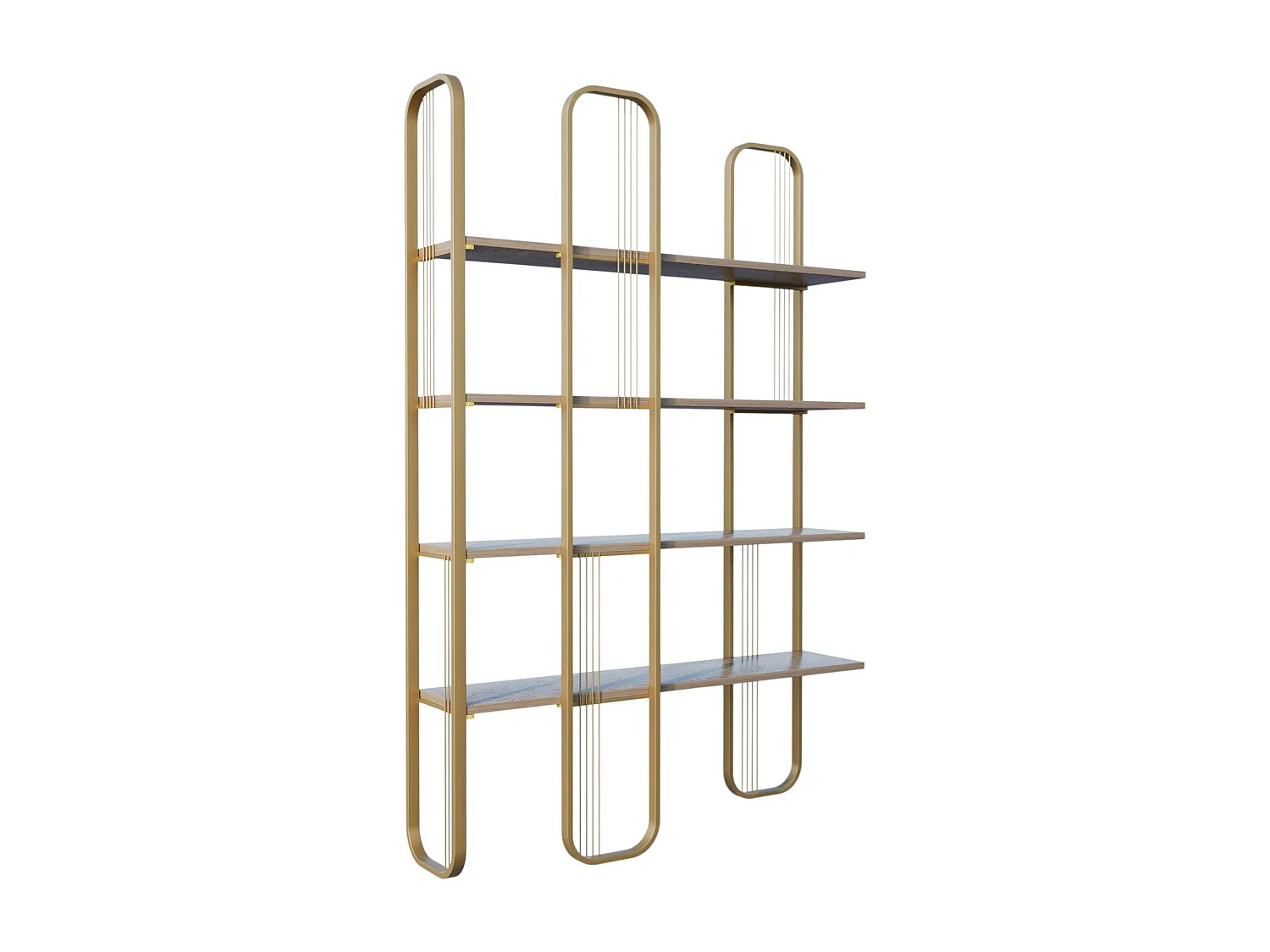 Bibliothèque étagère moderne 4 plateaux - finition dorée JENA