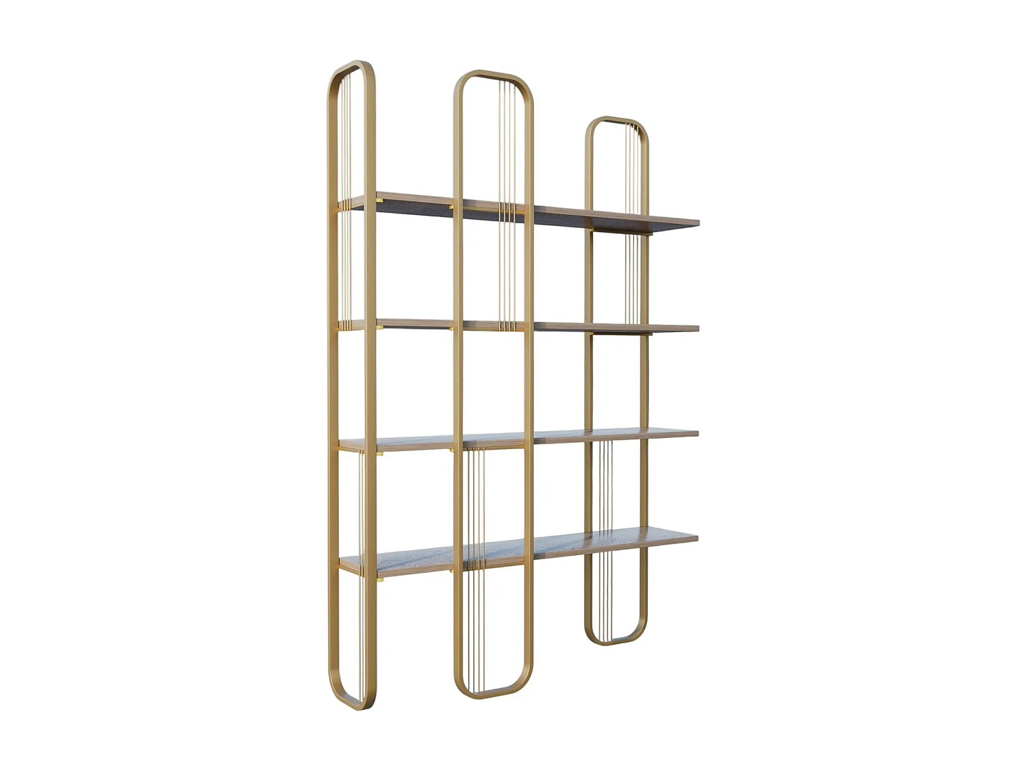 Bibliothèque étagère moderne 4 plateaux - finition dorée JENA
