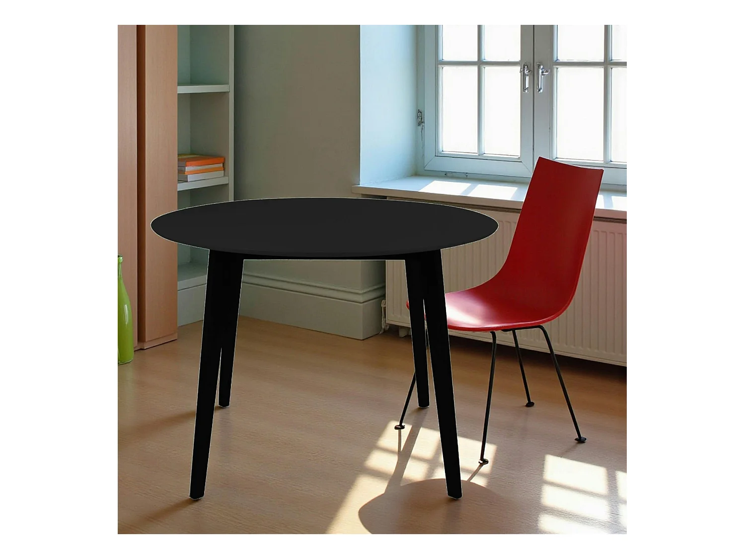 Table ronde en bois noir – style moderne, Ø 105 cm TAMPA