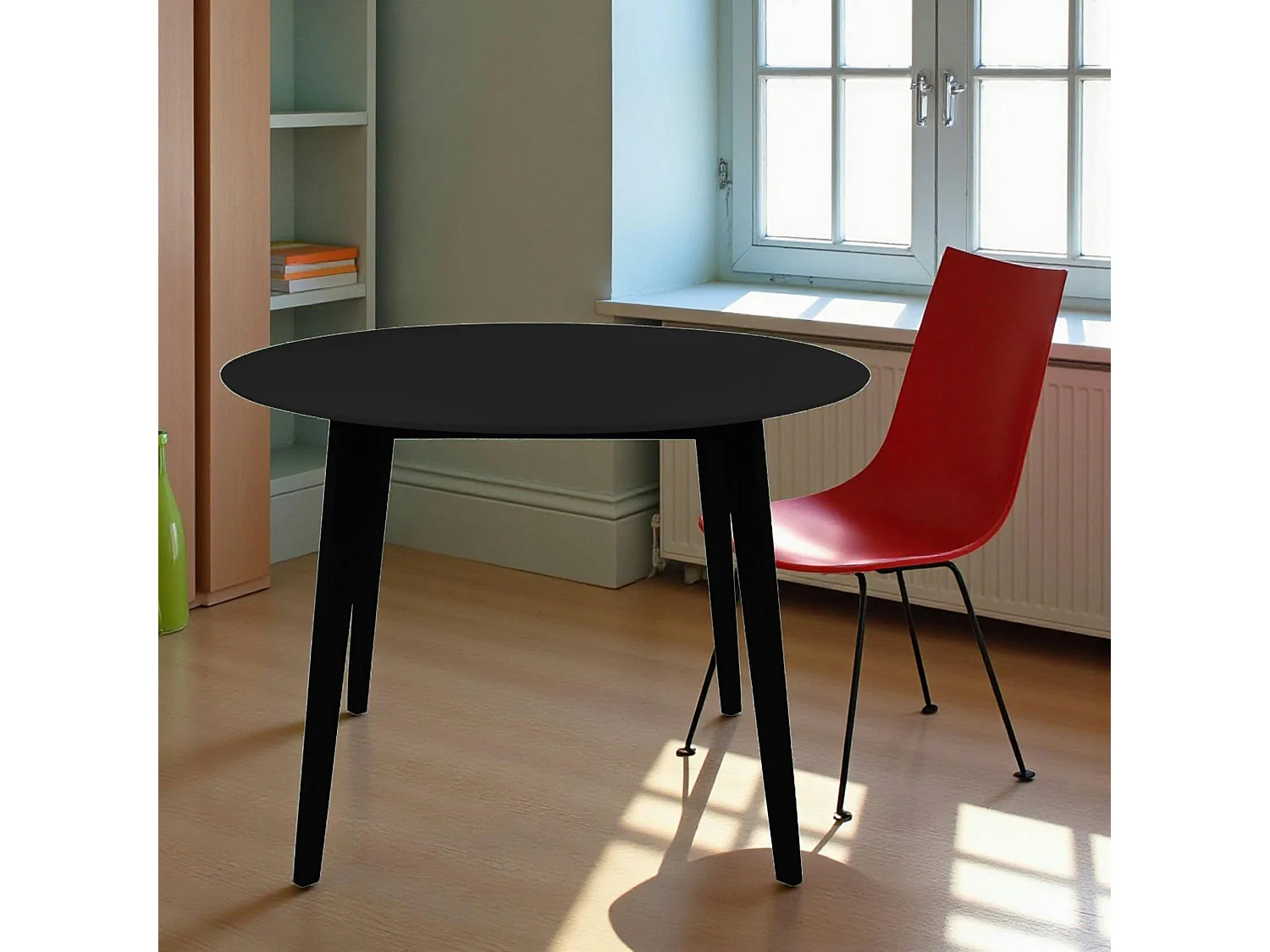 Table ronde en bois noir – style moderne, Ø 105 cm TAMPA