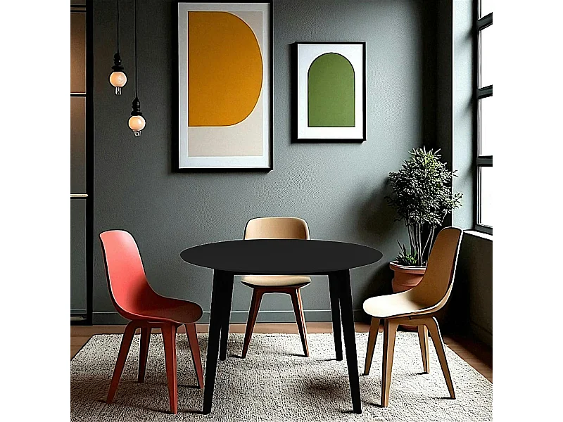 Table ronde en bois noir – style moderne, Ø 105 cm TAMPA