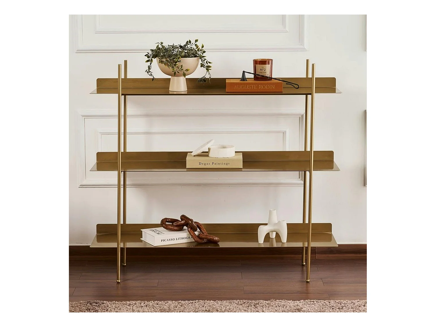 Étagère métal 3 niveaux finition dorée – esprit loft SFAX