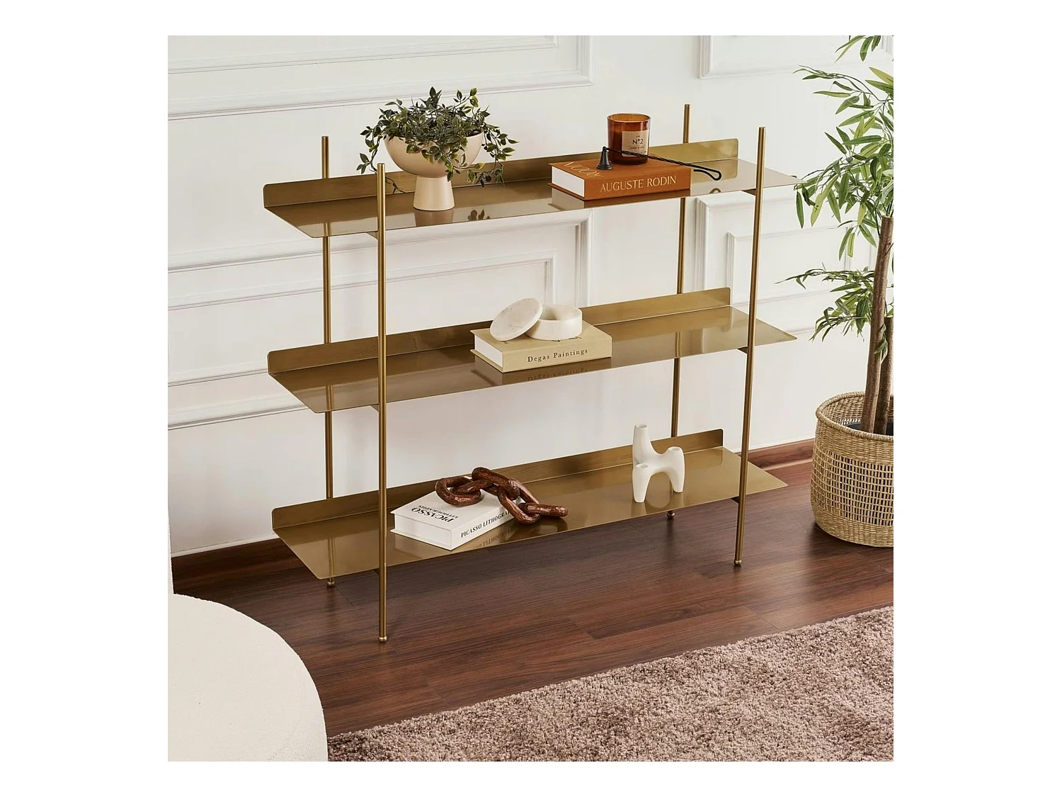Étagère métal 3 niveaux finition dorée – esprit loft SFAX