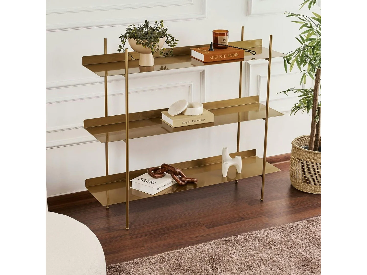 Étagère en métal doré 3 plateaux style design SFAX
