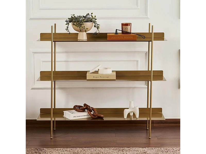 Étagère métal 3 niveaux finition dorée – esprit loft SFAX