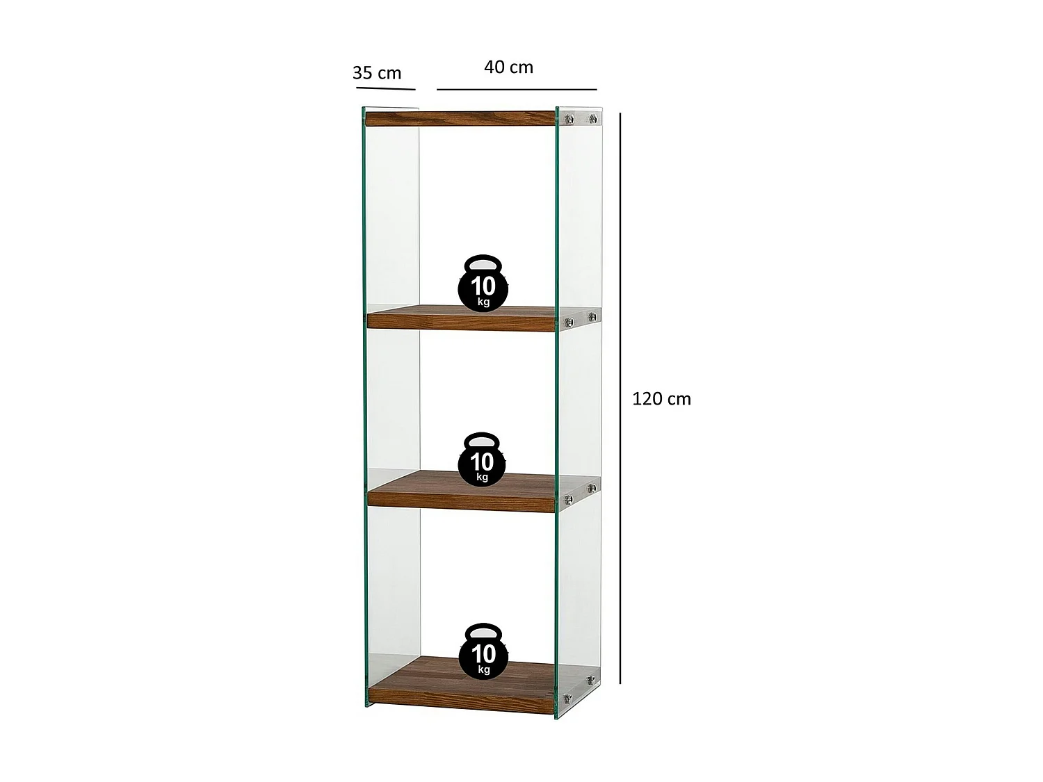 Colonne vitrine design - bois marron, 4 plateaux LHASA