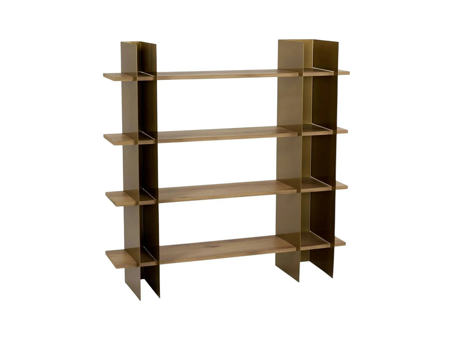 Bibliothèque étagère moderne 4 plateaux - niches dorées JENA