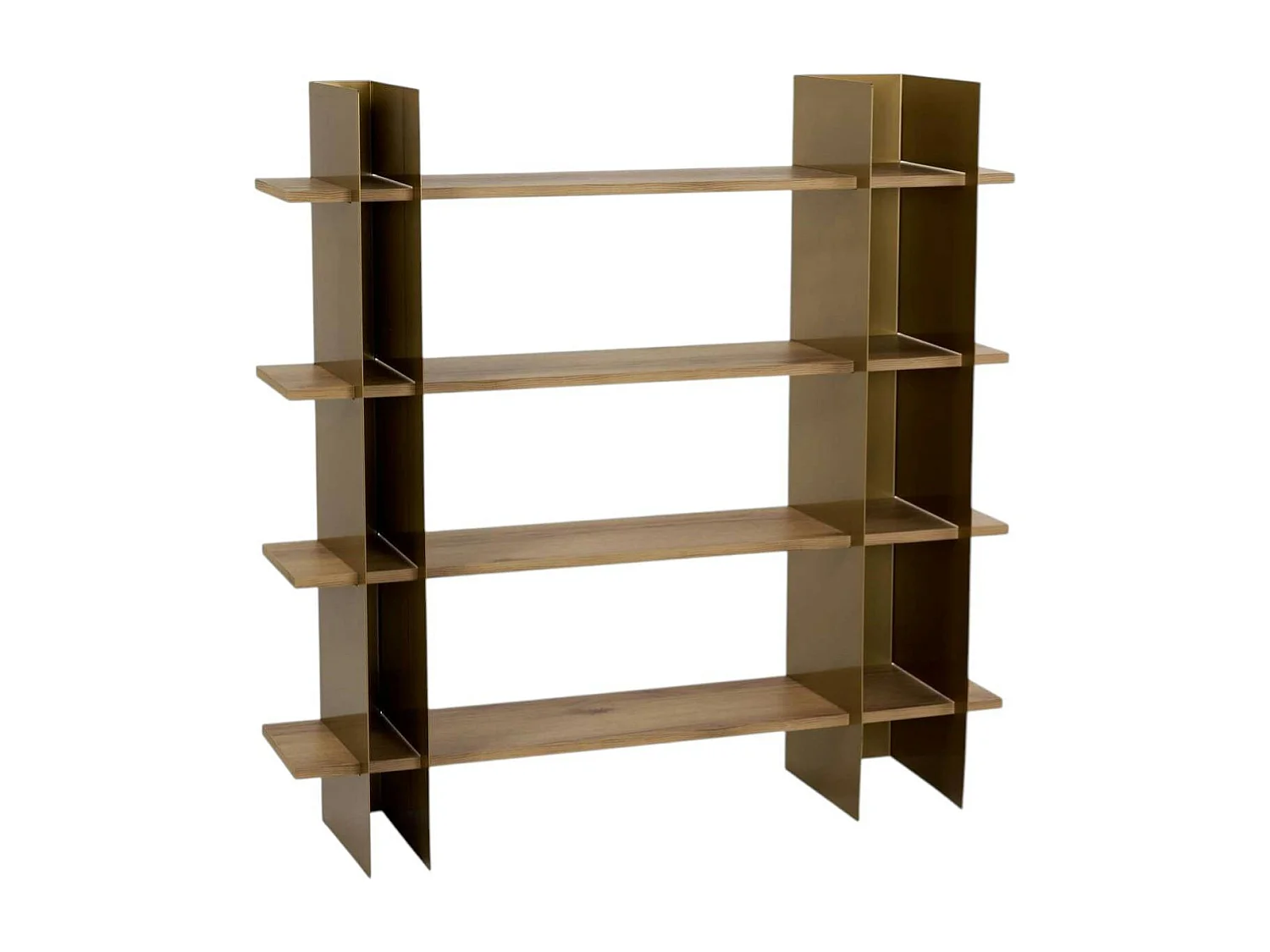 Bibliothèque étagère moderne 4 plateaux - niches dorées JENA