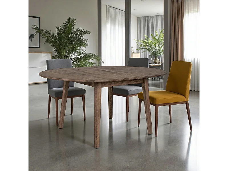 Table extensible ronde en bois brun 118-158 cm SAVONE