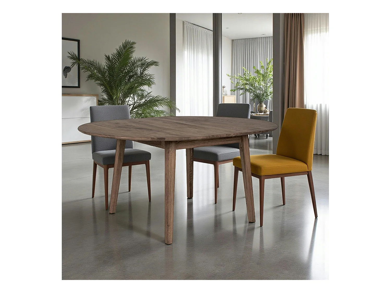 Table extensible ronde en bois brun 118-158 cm SAVONE