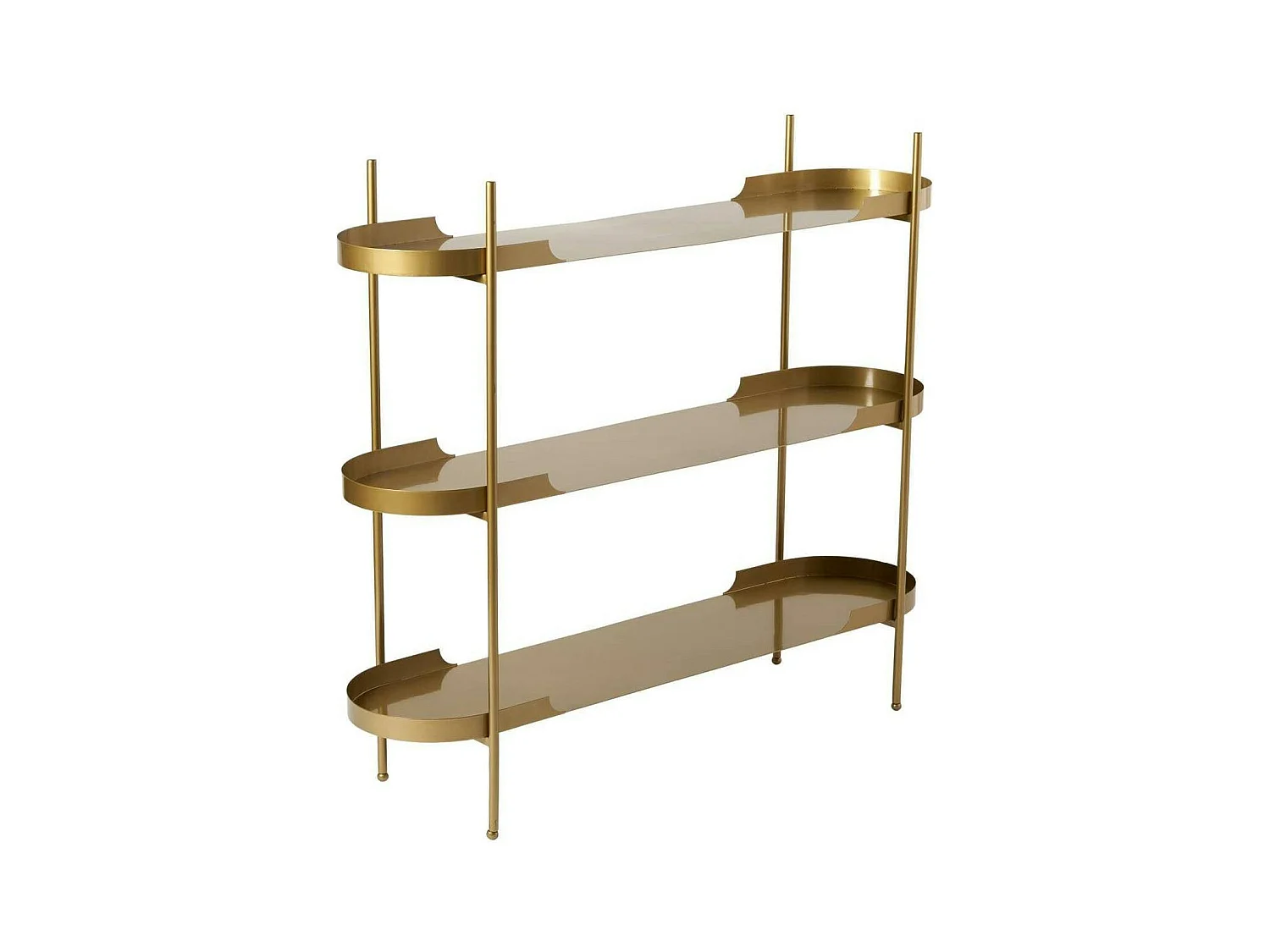 Étagère métal doré 3 plateaux bords ronds – esprit loft SFAX