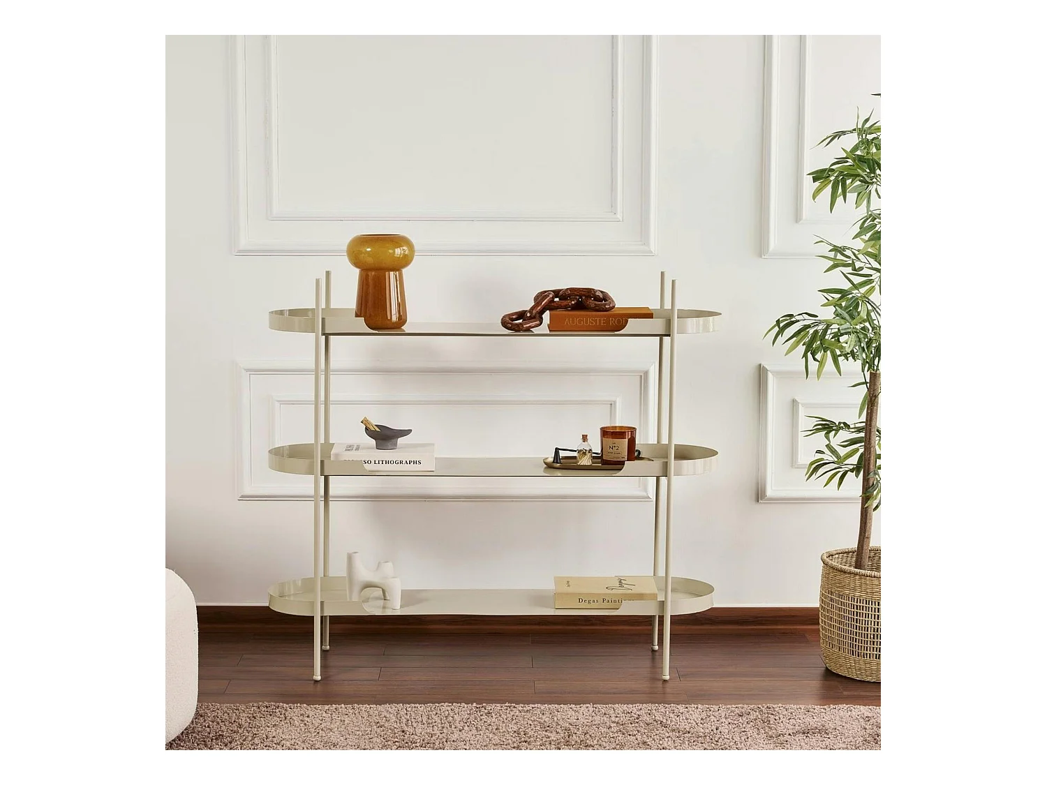 Étagère métal taupe 3 plateaux bords ronds – esprit loft SFAX