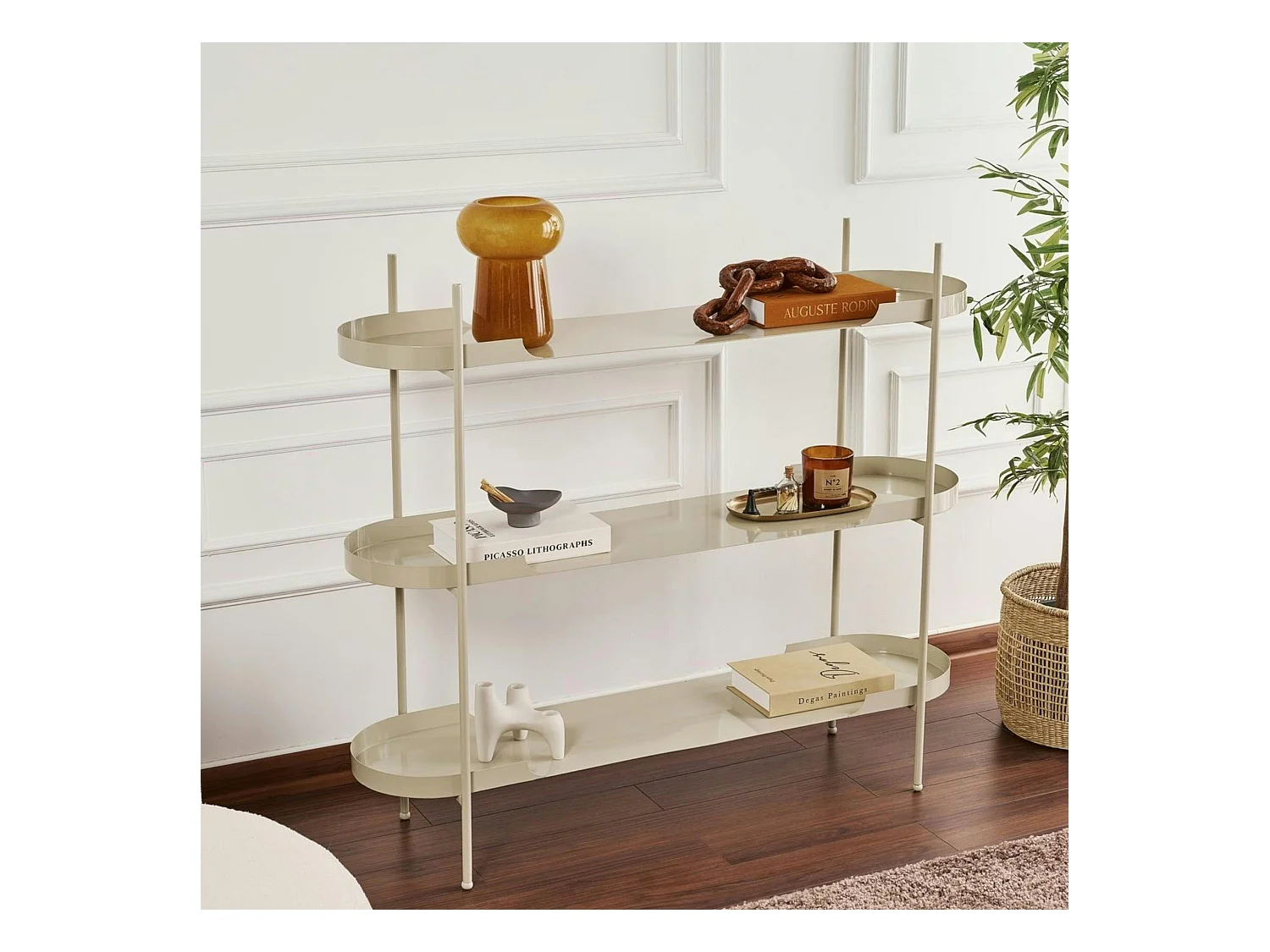 Étagère métal taupe 3 plateaux bords ronds – esprit loft SFAX