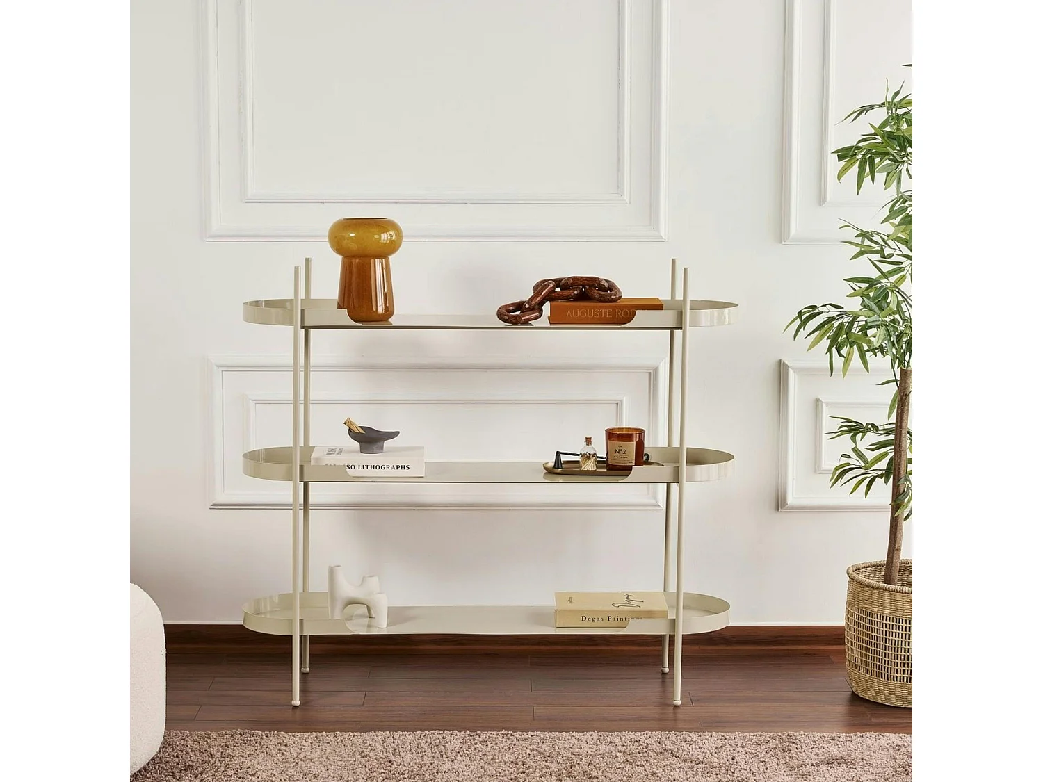 Étagère métal taupe 3 plateaux bords ronds – esprit loft SFAX