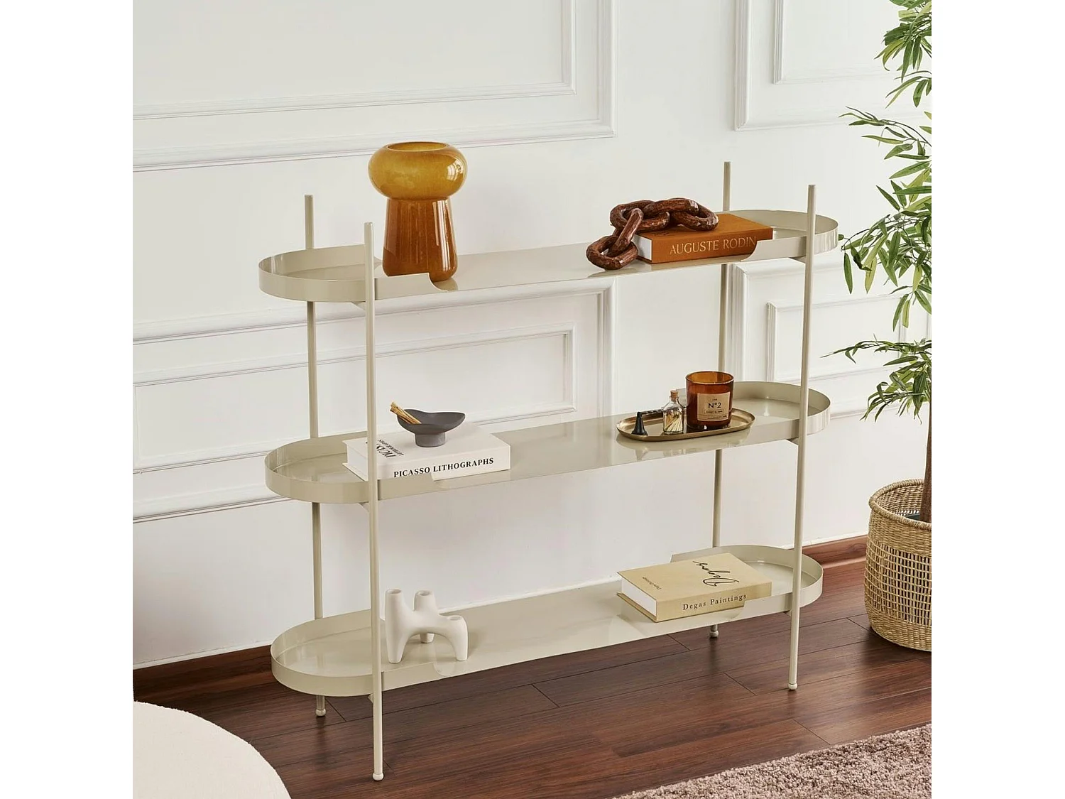 Étagère métal taupe 3 plateaux bords ronds – esprit loft SFAX