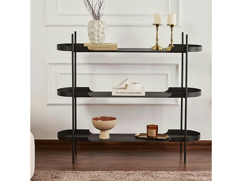 Étagère métal noir 3 plateaux bords ronds – esprit loft SFAX