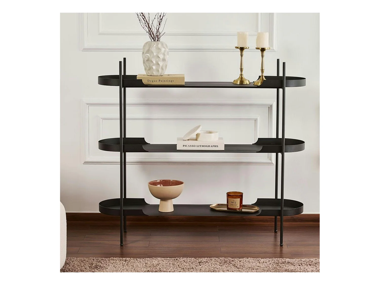Étagère métal noir 3 plateaux bords ronds – esprit loft SFAX