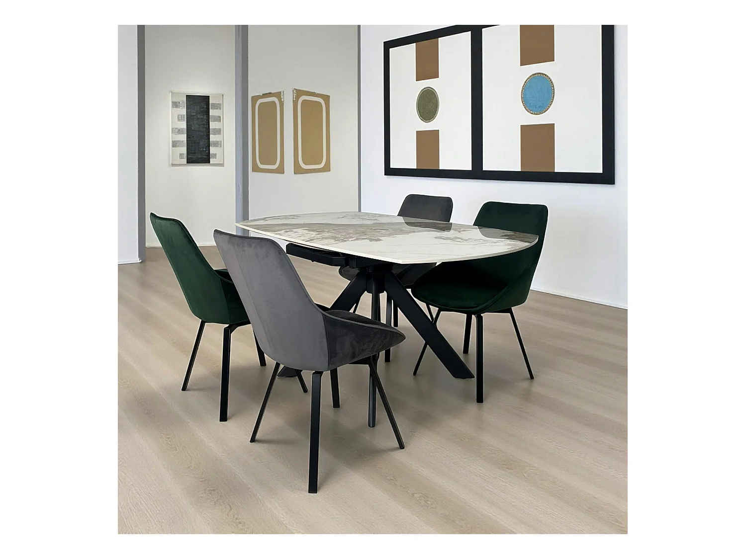 Table céramique extensible - pied central 150 cm LOMBARDIE