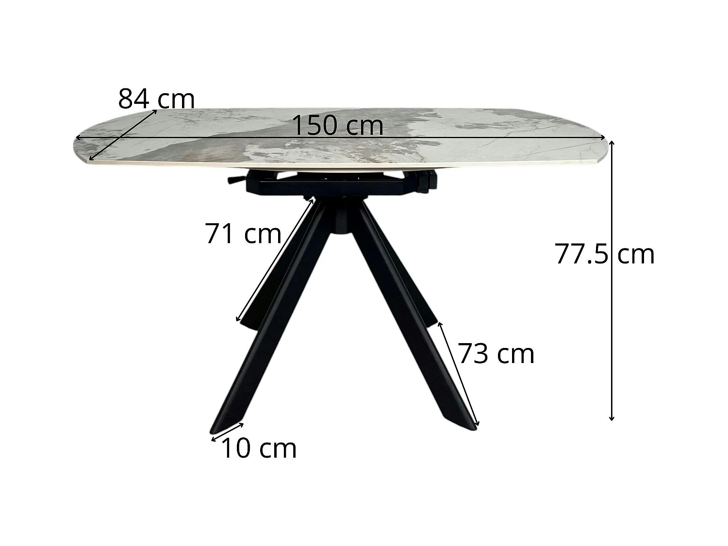 Table céramique extensible - pied central 150 cm LOMBARDIE