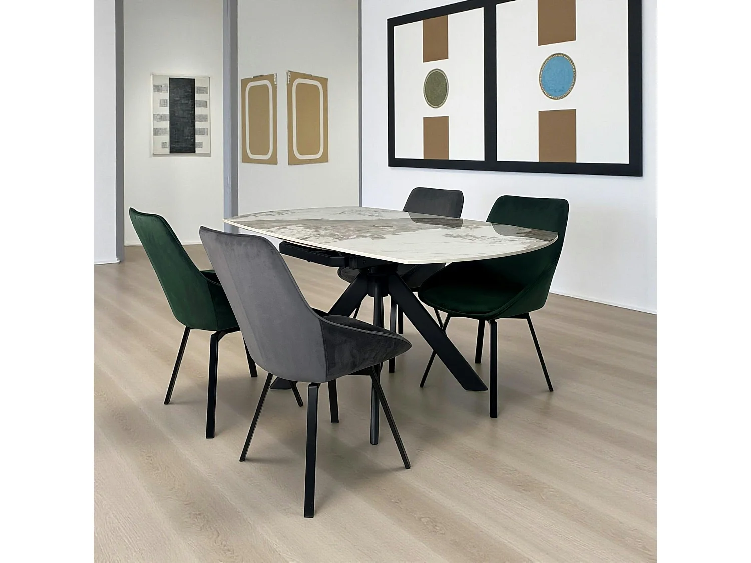 Table céramique extensible - pied central 150 cm LOMBARDIE