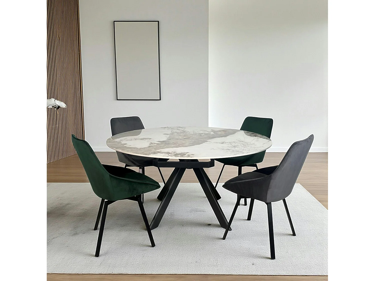 Table céramique extensible - pied central 150 cm LOMBARDIE
