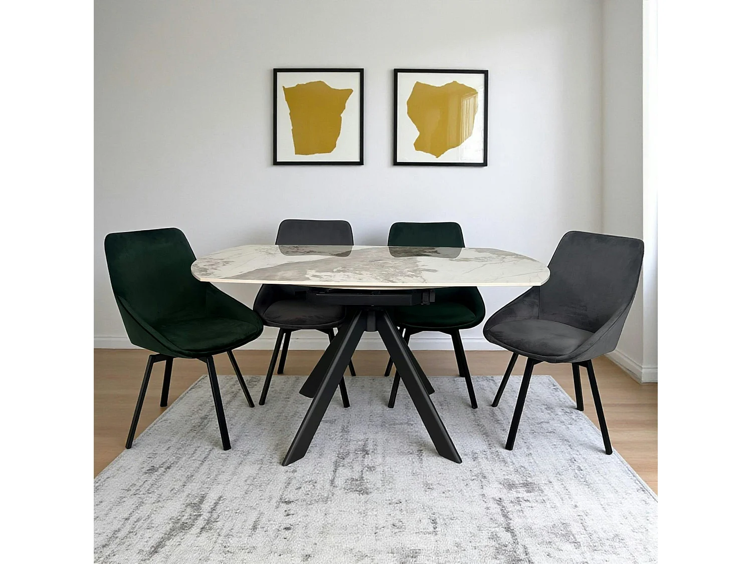 Table céramique extensible - pied central 150 cm LOMBARDIE