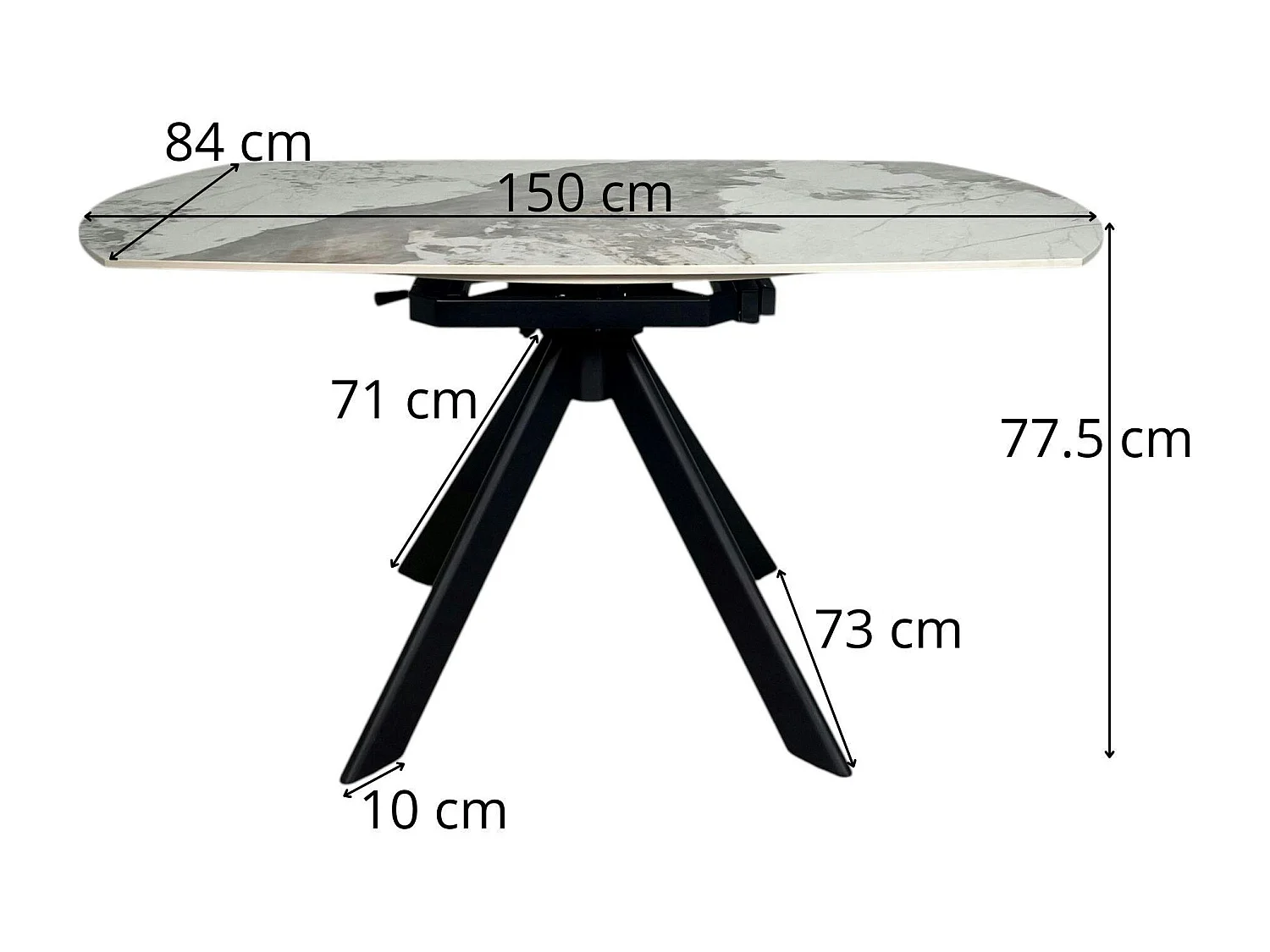 Table céramique extensible - pied central 150 cm LOMBARDIE