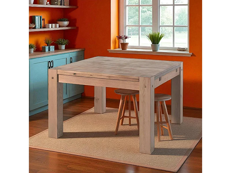 Table carrée salle à manger bois massif 120 FJORD