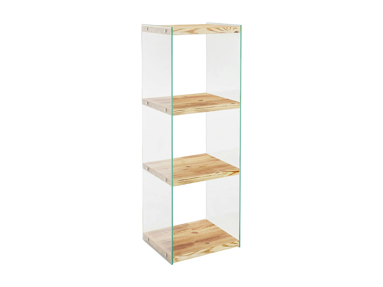 Colonne vitrine design - bois clair, 4 plateaux LHASA