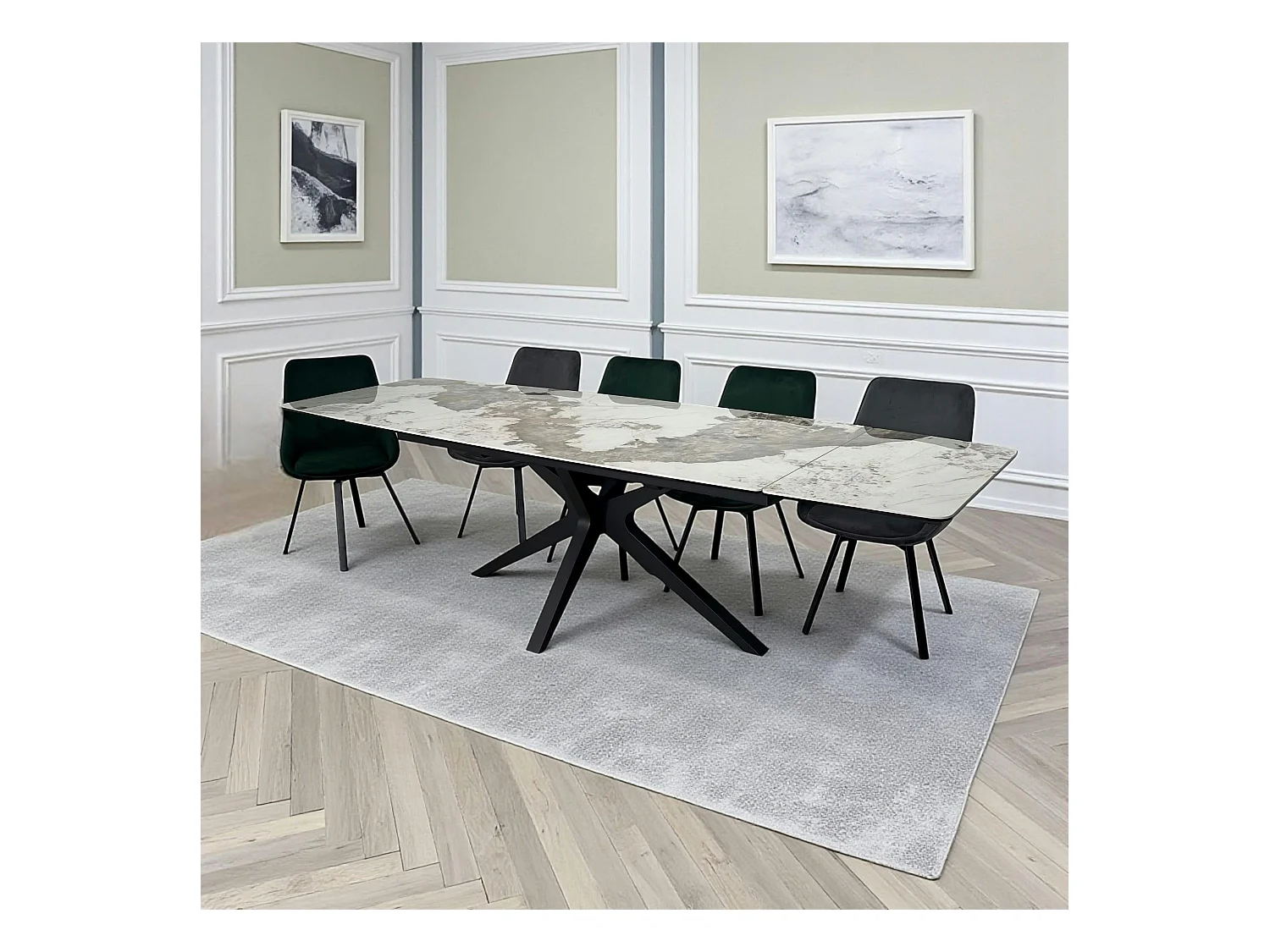 Table céramique extensible effet marbré 180-280 cm LOMBARDIE