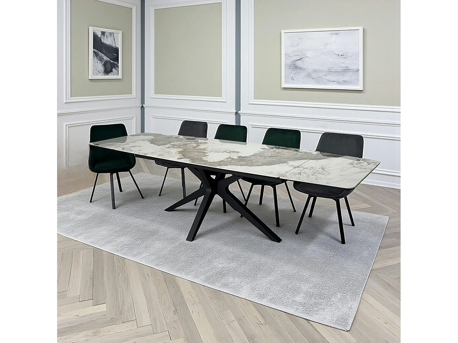 Table céramique extensible effet marbré 180-280 cm LOMBARDIE