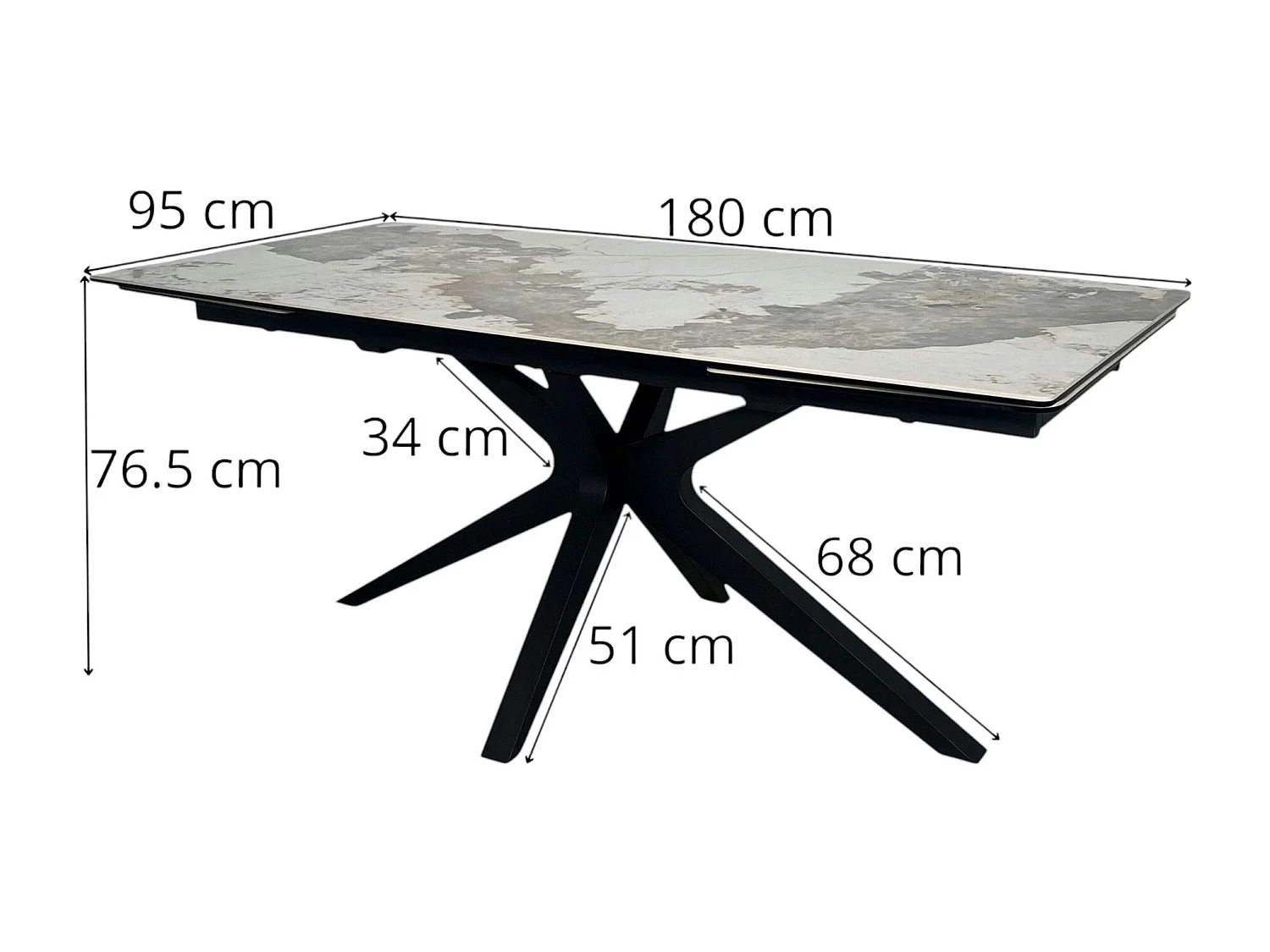 Table céramique extensible effet marbré 180-280 cm LOMBARDIE
