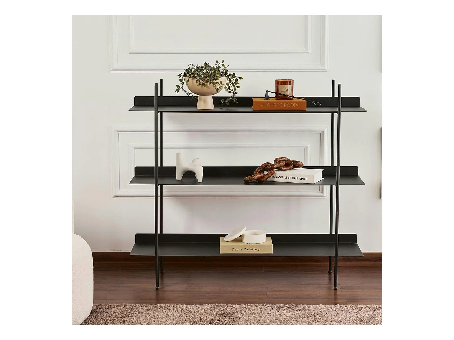 Étagère métal noir 3 niveaux H 106 cm – esprit loft SFAX