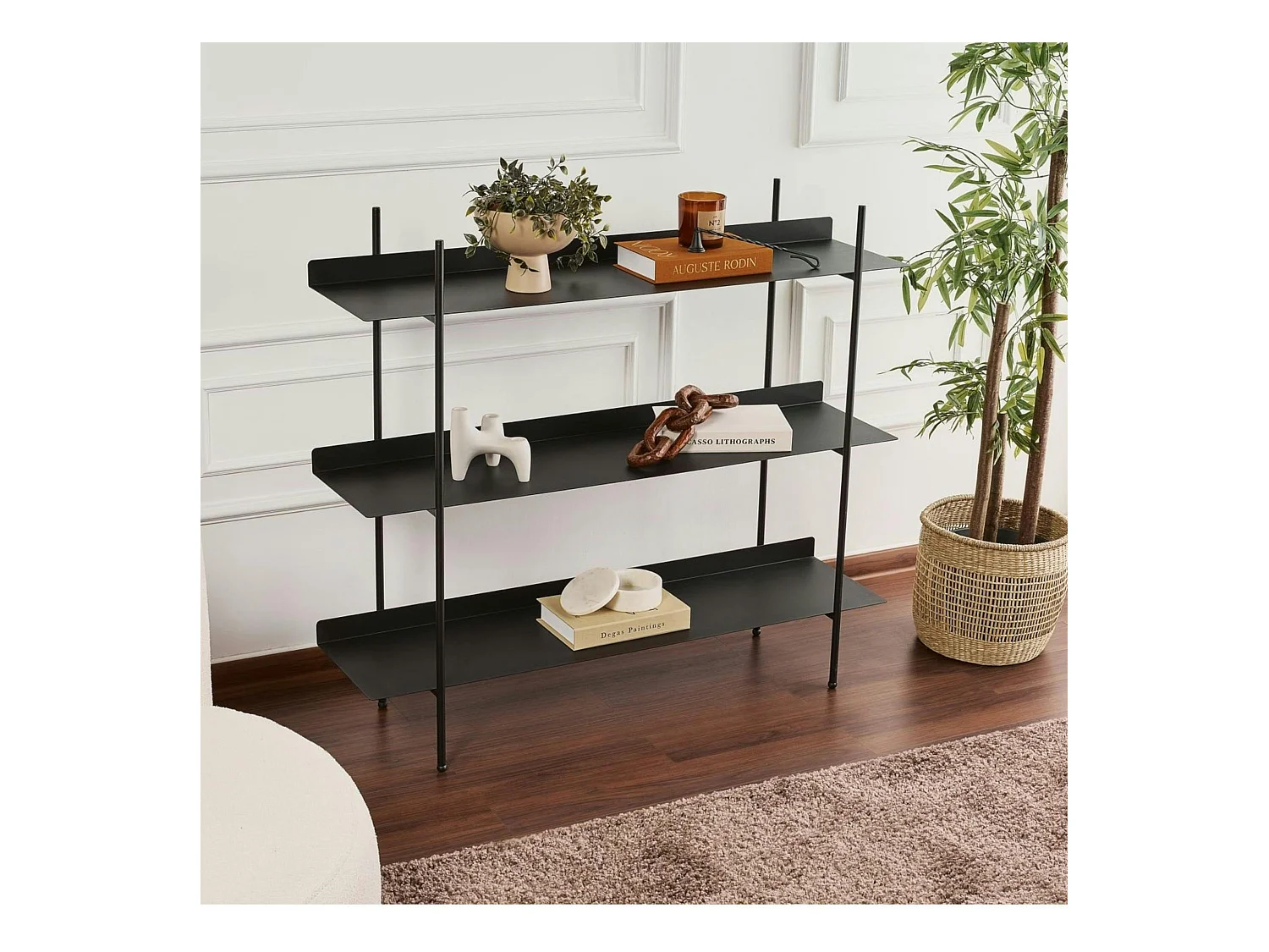 Étagère métal noir 3 niveaux H 106 cm – esprit loft SFAX