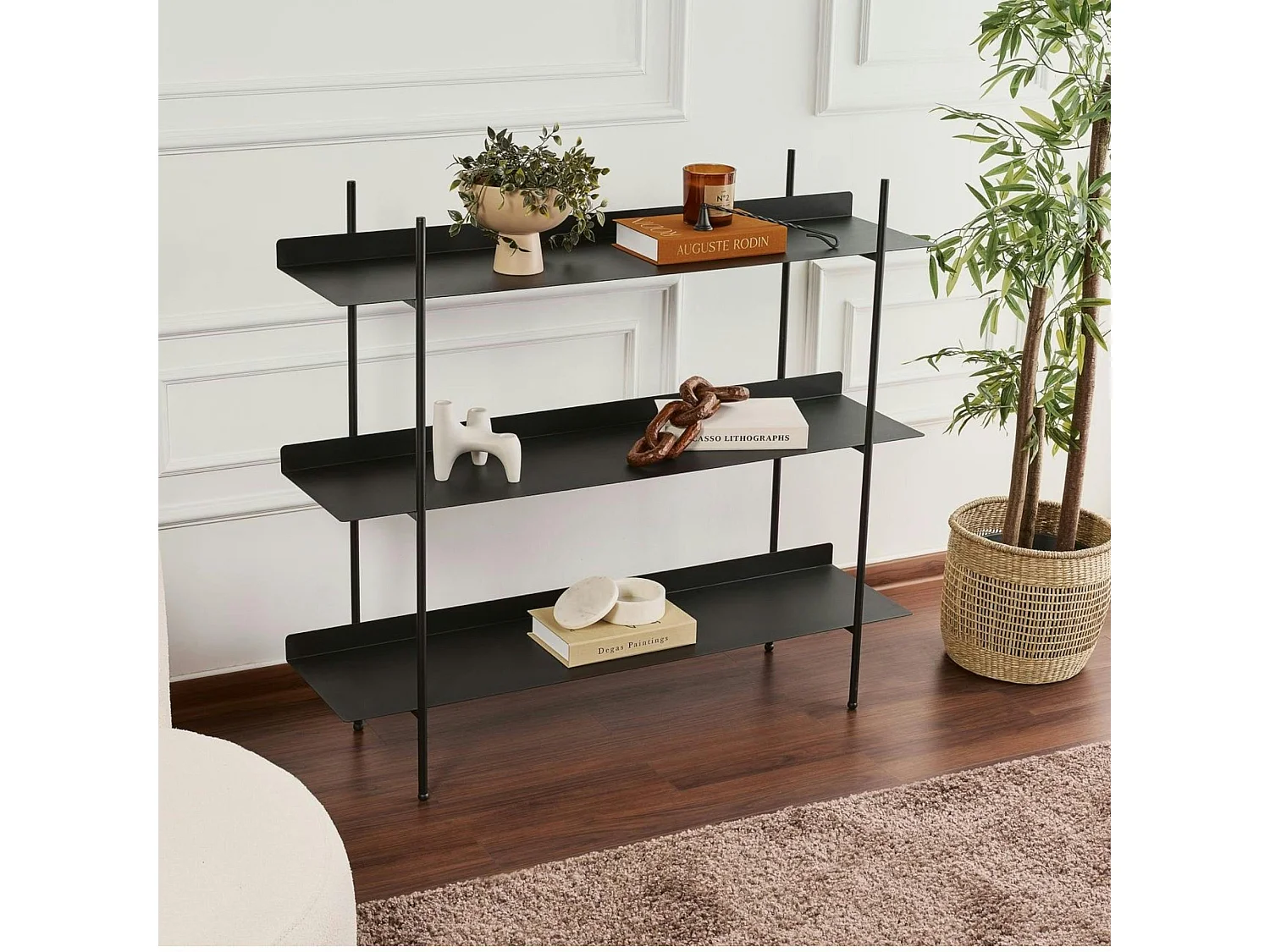 Étagère métal noir 3 niveaux H 106 cm – esprit loft SFAX