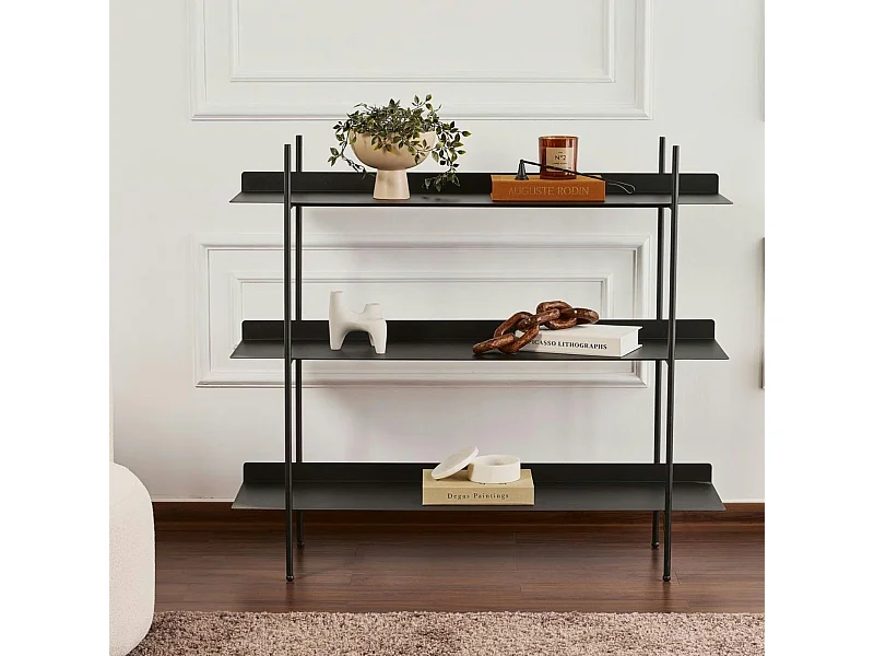 Étagère métal noir 3 niveaux H 106 cm – esprit loft SFAX